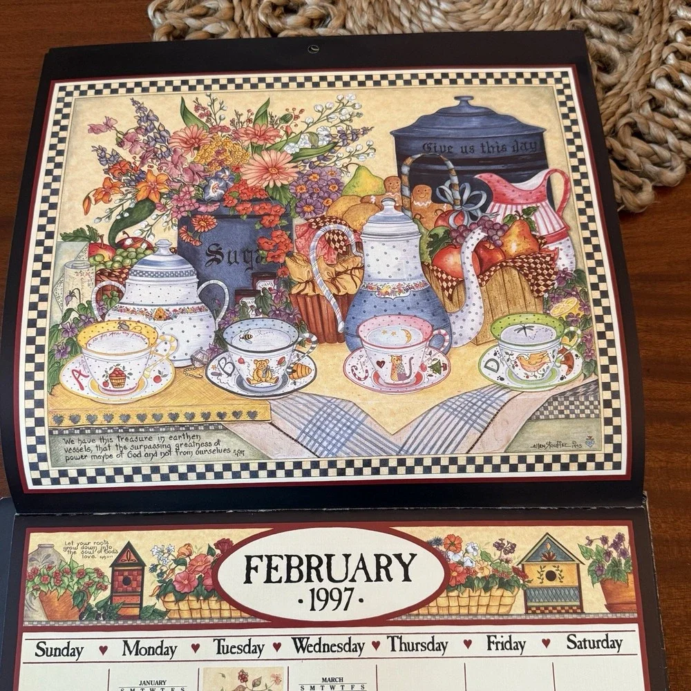 1997 Country Sampler Calendar – Peaceable Kingdom – 12x12 – Folk Art Cottagecore